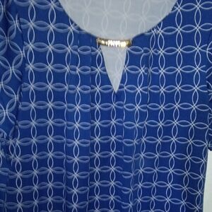 Chic Blue Geometric Women's Blouse